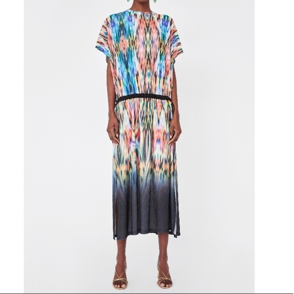 Zara Dresses & Skirts - Zara Tie Dye Tunic Midi Dress Size Medium NWT